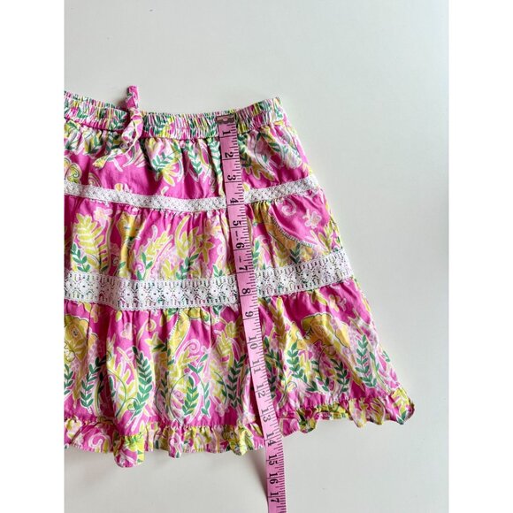 Girls' LILLY PULITZER Floral Print Cotton Poplin Tiered A-Line Skirt, Size 12 - Picture 6 of 8